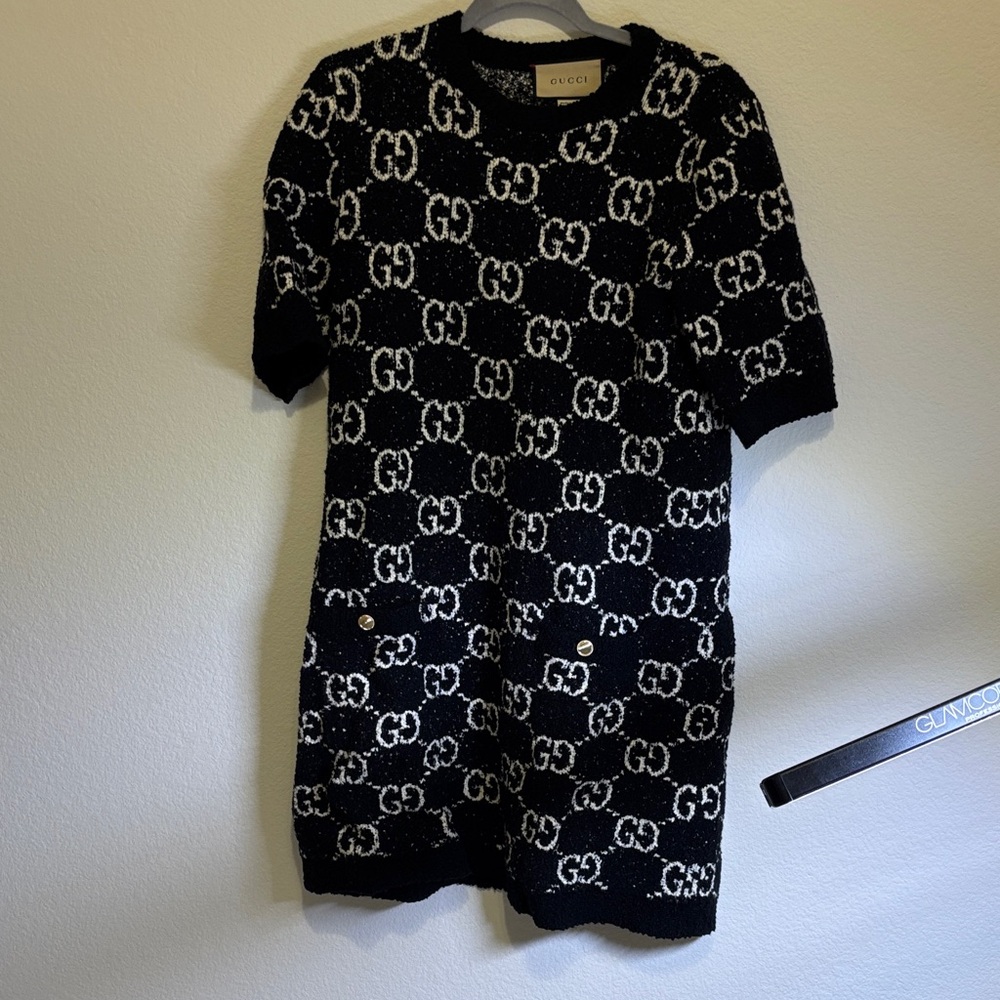 Gucci Monogram Black and White Knit Dress